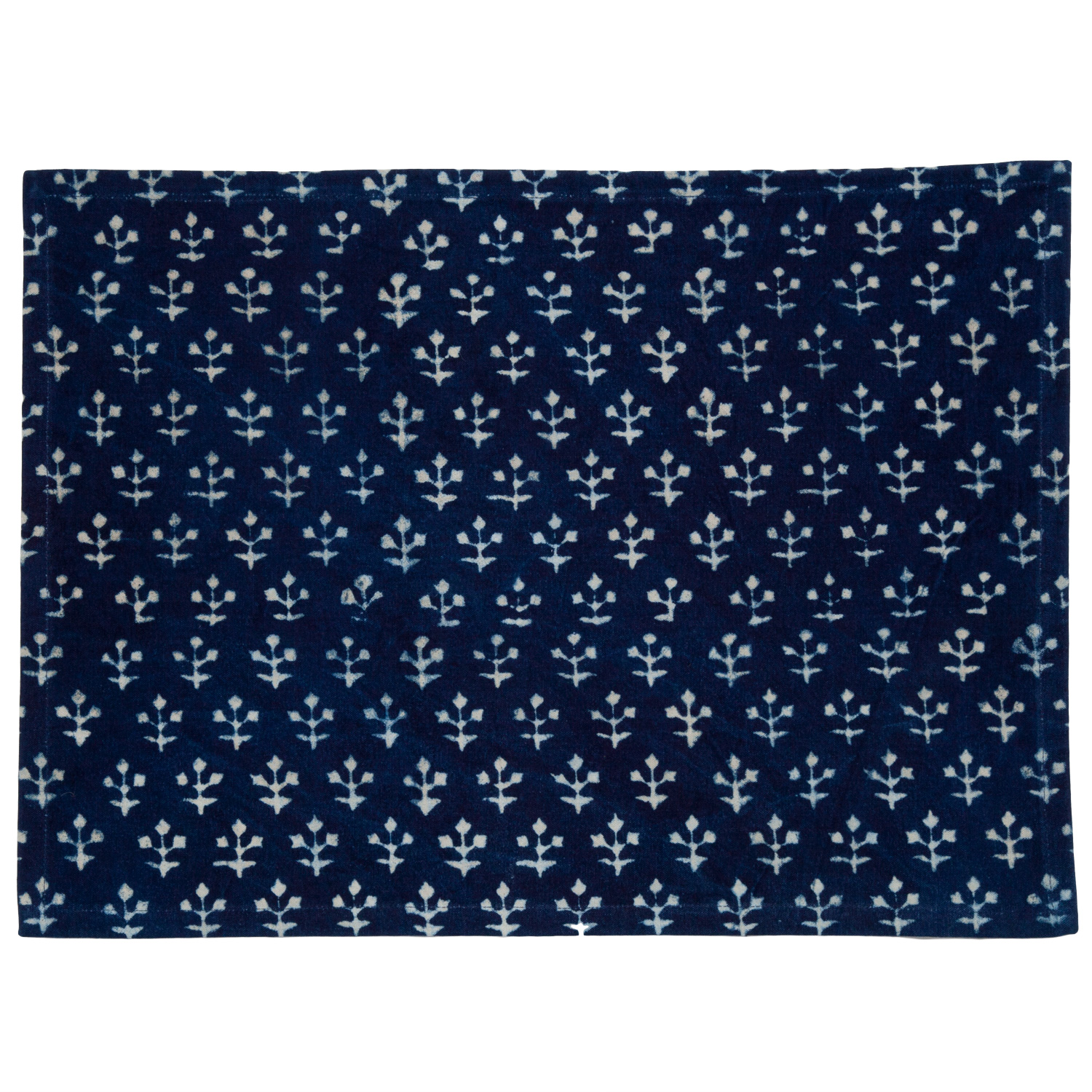 India Resist Hand Block Indigo shops Floral Print Cotton Placemat Set